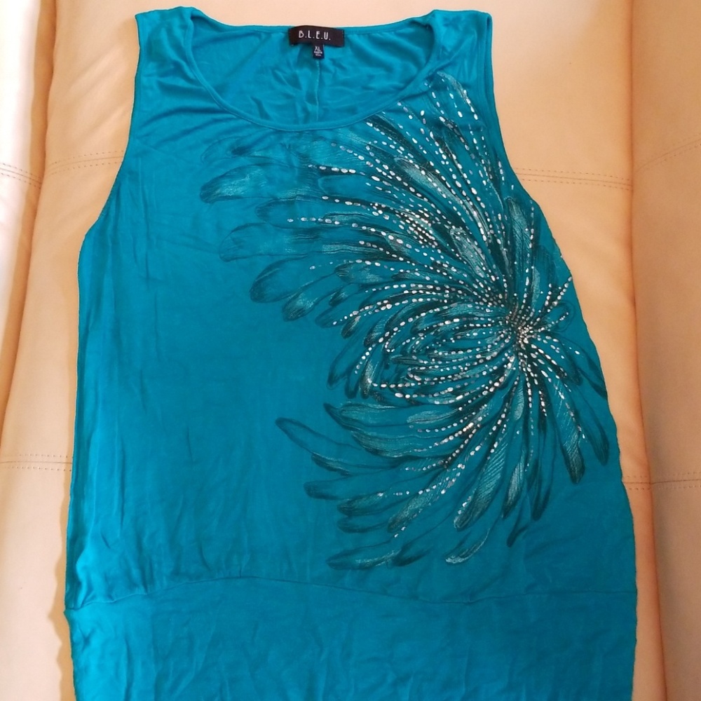 Pretty turquoise tank with silver detail